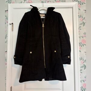 EUC Michael Kors Black Coat with Gold Accents Size S